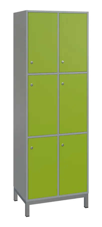 SBS-3322 šatní skříň 6-boxová, 1800x600x400 mm, kovové nohy, korpus šedý, dvířka jarní zeleň